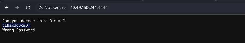 Base64 text on port 4444