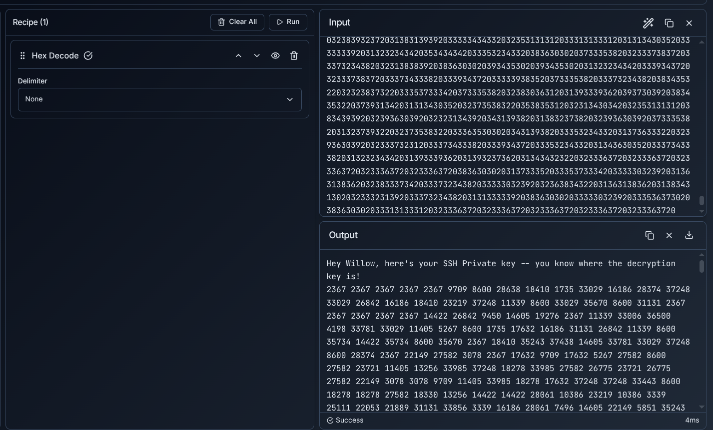 Decoded cipher numbers